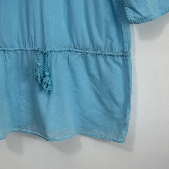 Lands End Swim Cover Up Tunic Aqua M Lightweight Embroidered Beachy Pool Boho - Picture 2 of 12